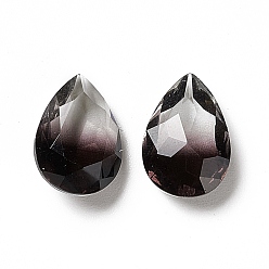 Jet Faceted K9 Glass Rhinestone Cabochons, Pointed Back, Teardrop, Jet, 14x10x5.8mm