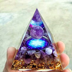 3. Amethyst Crystal Ball Epoxy Pyramid Ornament Home Office Decoration Natural Crystal Gravel Resin Crafts