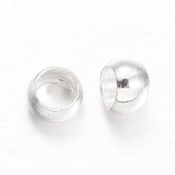Silver Rondelle Brass Crimp Beads, Silver, 3x2mm, Hole: 1.5~2mm, about 5200pcs/200g