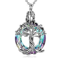 Stainless Steel Color Stainless Steel Pendant Necklaces, Urn Ashes Necklace, Tree of Life, Stainless Steel Color, 21.65 inch(55cm)