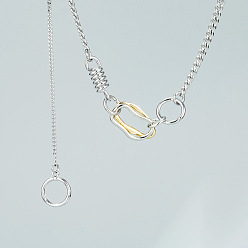 silver Hip Hop Double Circle Tassel Collarbone Chain for Women, Versatile Fashion Accessory