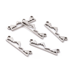 Stainless Steel Color 201 Stainless Steel Links connectors, Massif, Stainless Steel Color, 6x21x1mm, Hole: 1.2mm