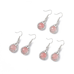 Вишневый агат Серьги-капли из синтетического агата вишневого цвета с кристаллами и стразами, платиновые латунные украшения для женщин, 42 мм, штифты : 0.6 мм