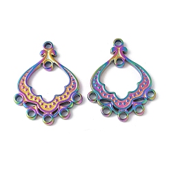 Rainbow Color 304 нержавеющей стали ссылки люстра компонент, ион платины(ip), слеза, Радуга цветов, 29.5x23x2.5 мм, отверстие : 2 мм