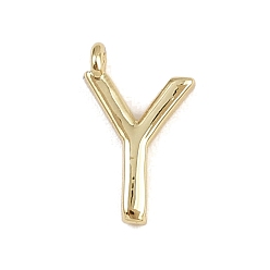 Letter Y Латунь прелести, стойки покрытие, долговечный, без кадмия и без свинца, реальный 18 k позолоченный, Письмо Y, 9x5.5x1.3 мм, отверстие : 0.8 мм