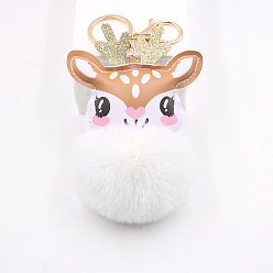 white Cute Deer Plush Keychain Pendant - Cartoon Toy Christmas Gift Bag Pendant.