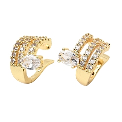 Claro Pendientes de latón con micro pavé de circonita cúbica para mujer, oval, larga duración plateado, sin plomo y cadmio, real 18 k chapado en oro, Claro, 14x10x13.5 mm
