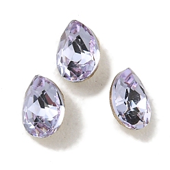 Фиолетовый Стеклянные стразы кабошоны, задние и задние, граненые, слеза, фиолетовые, 4x2.5x2 мм