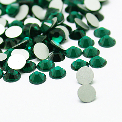 Emerald Glass Flat Back Rhinestone, Grade A, Back Plated, Faceted, Half Round, Emerald, 6.3~6.5mm, about 288pcs/bag