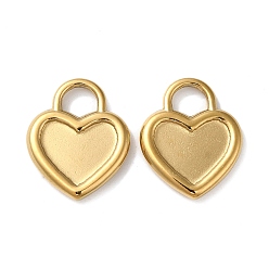 Real 18K Gold Plated 304 Stainless Steel Pendant Cabochon Settings, Heart Charm, Real 18K Gold Plated, Tray: 9x7.5mm, 17x14x2mm, Hole: 4.5x4mm