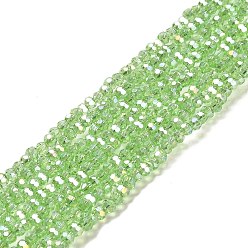 Light Green Transparent Glass Beads, Faceted, Round, Light Green, 3.5x3mm, Hole: 1mm, about 168~169pcs/strand, 19.09''(48.5cm)