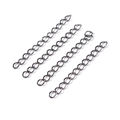 Gunmetal Iron Ends with Twist Chains, Cadmium Free & Lead Free, Gunmetal, 50x3.5mm, Links: 5.5x3.5x0.5mm