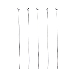 Silver Brass Ball Head pins, Nickel Free, Silver Color Plated, Size: about 0.6mm thick(22 Gauge), 50mm long, head: 1.5mm