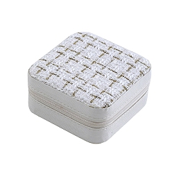 Серый Квадратные коробки на молнии для хранения ювелирных изделий из искусственной кожи, органайзер для украшений с полиэстером внутри, для сережек, Кольца, , серые, 10x10x5 см