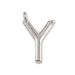 Letter Y Латунь прелести, стойки покрытие, долговечный, без кадмия и без свинца, платина, Письмо Y, 9x5.5x1.3 мм, отверстие : 0.8 мм