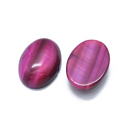 Tiger Eye Natural Tiger Eye Cabochons, Dyed & Heated, Oval, Camellia, 17.5~18x13x5.5mm