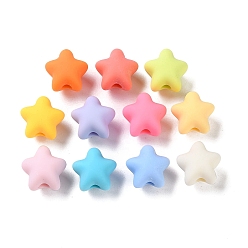 Mixed Color Dopamine Style Large Hole Acrylic Beads, Star, Mixed Color, 15x15.5x13mm, Hole: 4mm
