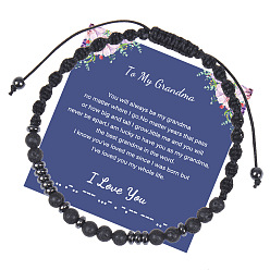 To My Grandma - Morse Code Bracelet I Love You" Morse Code Bracelet with Black Lava Stone Card, Women's Gift