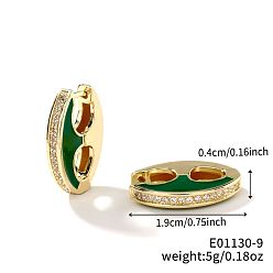 Зеленый Ретро-серьги-кольца из латуни и эмали, мода уникальная личность серьги аксессуары, золотые, зелёные, 19x4 мм