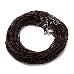 Коричневый Плетеные кожаные шнуры, для ожерелья делает, латуни с застежками омаров, коричневые, 21 дюйм, 3 мм