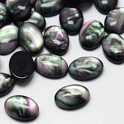 Black Resin Cabochons, Imitation Shell, Oval, Black, 25x18x5mm