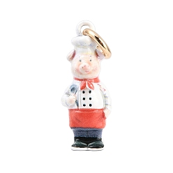 Свинья 304 нержавеющей стальной эмали подвески, прелести животных, золотые, свинья прелести, 20x8x6 мм, отверстие : 3.7 мм