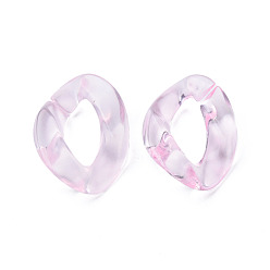 Pink Transparent Acrylic Linking Rings, Quick Link Connectors, for Cable Chains Making, Twisted Oval, Pink, 23.5x16.5x4.5mm, Inner Diameter: 6.5x13mm, about 666pcs/500g