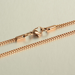 Rose Gold 304 Stainless Steel Box Chain Necklaces Necklaces, with Lobster Claw Clasps, Rose Gold, 23.6 inch(60cm)