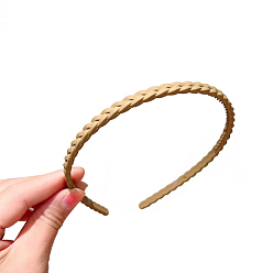 Moccasin Resin Braided Thin Hair Bands, Plastic with Teeth Hair Accessories for Women, Moccasin, 120mm