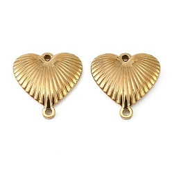 Золотой 304 подвески из нержавеющей стали, рифленые звенья в форме сердца, золотые, 16.5x16.5x2.5 мм, отверстие : 1 мм