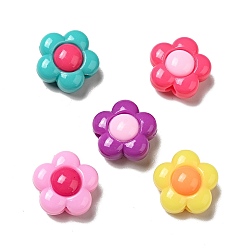 Mixed Color Two Tone Opaque Acrylic Beads, Flower, Mixed Color, 15.5x16x9mm, Hole: 2.8mm, about 454pcs/500g