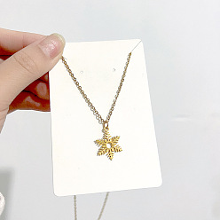 Снежинка Рождество 304 ожерелья с цепочкой из нержавеющей стали с подвеской, золотые, снежинка