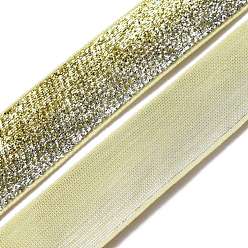 Dark Khaki Sparkle Nylon Ribbon, with Glitter, Flat, Dark Khaki, 1 inch(26mm), about 5.00 Yards(4.57m)/Roll