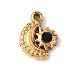 Реактивный Самолет 304 подвески из нержавеющей стали со стразами, луна с солнечными чарами, ионное покрытие (ip), реальный 18 k позолоченный, струя, 11.5x9.5x3.5 мм, отверстие : 1 мм