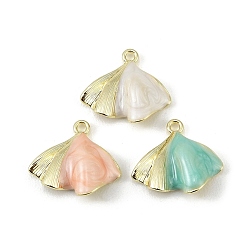 (52) Непрозрачная лаванда Подвески из эмали и сплава, прелести рыбий хвост, долговечный, стойки покрытие, золотые, разноцветные, 17.5x18.5x5 мм, отверстие : 1.6 мм