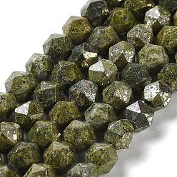 Pyrite Natural Pyrite Beads Strands, Faceted, Star Cut Round Beads, 7.5~8.5x7~8x7~8mm, Hole: 1.4mm, about 48~49pcs/strand, 14.76~15.08 inch(37.5~38.3cm)