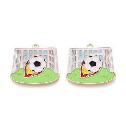 Светло-зеленый Подвески из эмали и сплава, прелести футбола, золотые, светло-зеленый, 25.5x28x1 мм, отверстие : 1.2 мм