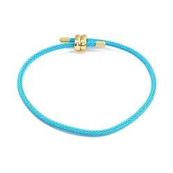 Темно-Голубой Изготовление браслетов из плетеной стальной проволоки, с золотыми тонами латунных бус, глубокое синее небо, внутренний диаметр: 3-1/8 дюйм (8 см)