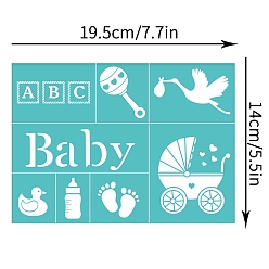 Human Self-Adhesive Silk Screen Printing Stencil, for Painting on Wood, DIY Decoration T-Shirt Fabric, Turquoise, Baby Pattern, 19.5x14cm
