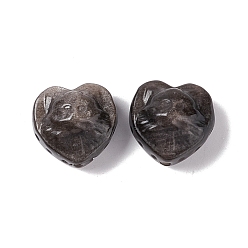 Obsidian Natural Silver Obsidian Beads, Heart, 17~17.5x17.5x10.5mm, Hole: 1.5mm