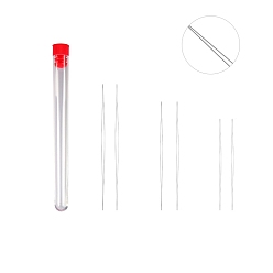 Red Stainless Steel Collapsible Big Eye Beading Needles, Seed Bead Needle, with Storage Tube, Red, 45~108x13mm, 7pcs/set