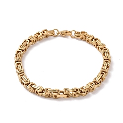 Golden 201 Stainless Steel Byzantine Chain Bracelets, Golden, 8-1/4 inch(21cm), Wide: 5mm