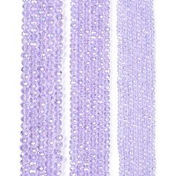 Лиловый Стеклянные бусины с гальваническим покрытием , с покрытием AB цвета, граненые, рондель, сирень, 8x6 мм, отверстие : 1 мм, около 60~62 шт / нитка, 39~40 см