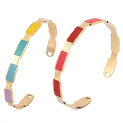 (52) Непрозрачная лаванда 304 женские браслеты-манжеты из нержавеющей стали, прямоугольные, с эмалью, ионное покрытие (ip), разноцветные, внутренний диаметр: 2-1/8x1-3/4 дюйм (5.5x4.6 см)