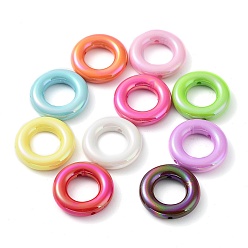 Mixed Color UV Plating Opaque Acrylic Beads, Iridescent, Ring, Mixed Color, 24.5x6mm, Hole: 1.5mm