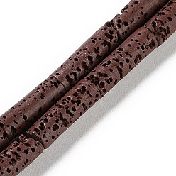 Кокосово-Коричневый Нити синтетических бусин, окрашенных в лавовый камень, колонка, кокосового коричневый, 13~14x4 мм, отверстие : 1 мм, около 28 шт / нитка, 15.08'' (38.3 см)