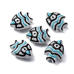 Светло-Голубой Бусины лэмпворк , рыба, Небесно-голубой, 18x22.5x10.5 мм, отверстие : 1.2 мм