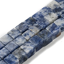 (306FM) Жонкиль матовый с лаймовой подкладкой Натуральное синее пятно нитки из бисера яшмы, кубические, 6x6x6 мм, отверстие : 1 мм, около 60 шт / нитка, 15.47'' (39.3 см)