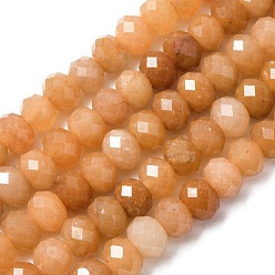 Красный Авантюрин Натуральный красный авантюрин бисер нитей, рондель, граненые, 8x5.5~6 мм, отверстие : 1 мм, около 62 шт / нитка, 15.04'' (38.2 см)