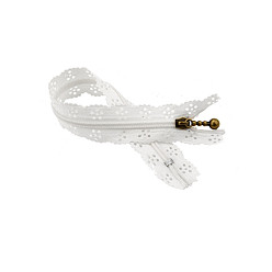 Blanc Fumé Fermeture à glissière en nylon, avec les accessoires en fer de bronze antique, motif de fleurs creuses, accessoires du vêtement, fumée blanche, 20 cm